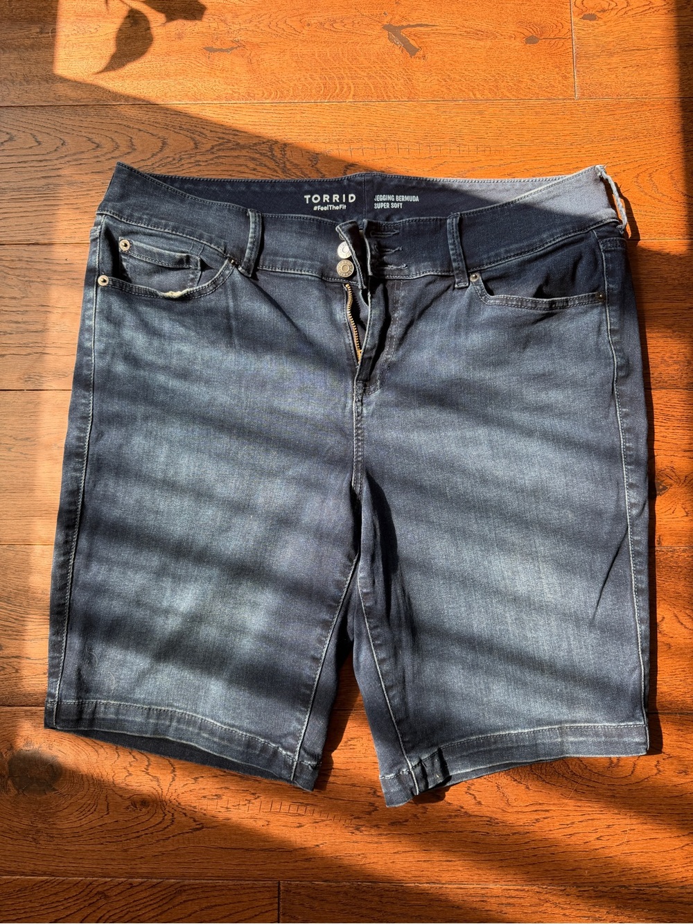 Torrid Dark Wash Denim Bermuda Shorts - Classic Blue